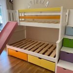 Tri bunk beds with Slide and Staircase plus drawers