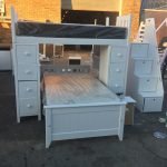 loft bed with desk and shelves
