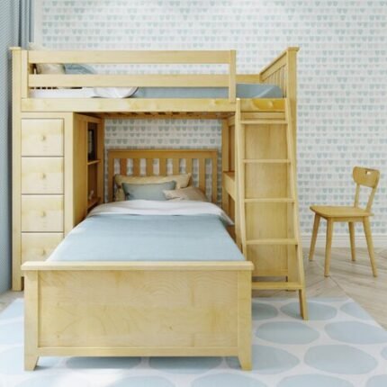 Loft Bed with Drawers and Shelves