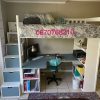 Loft bed with desk and shelves