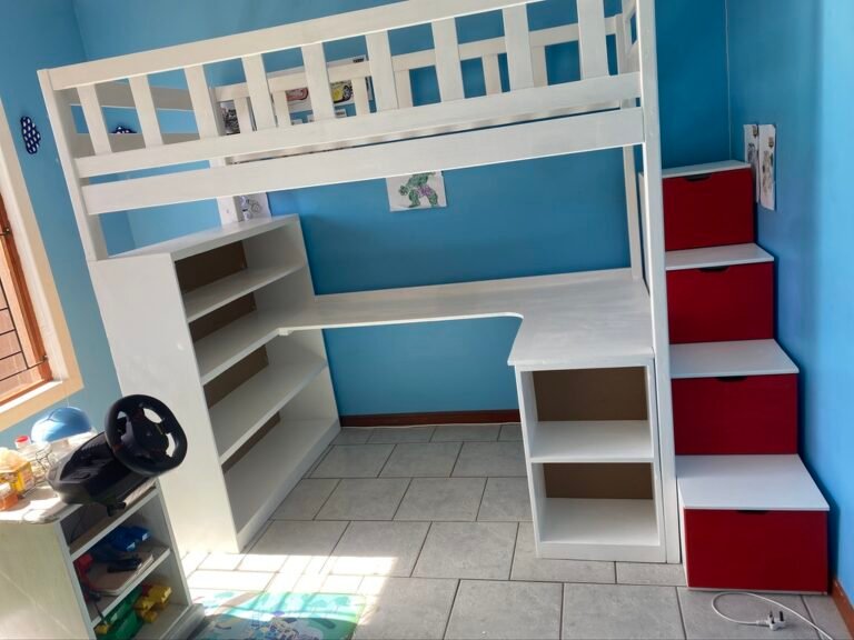Loft Bed With Desk And Shelves - Luxe Pine Furniture