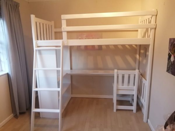 Loft bed With Shelf Desk and Chair