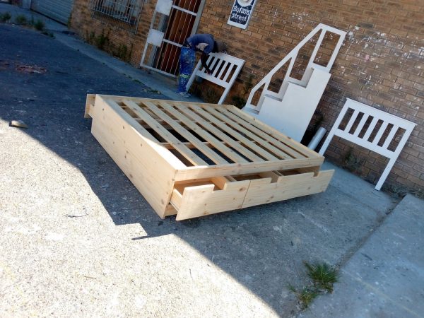 Pine Bed Frame with Drawers