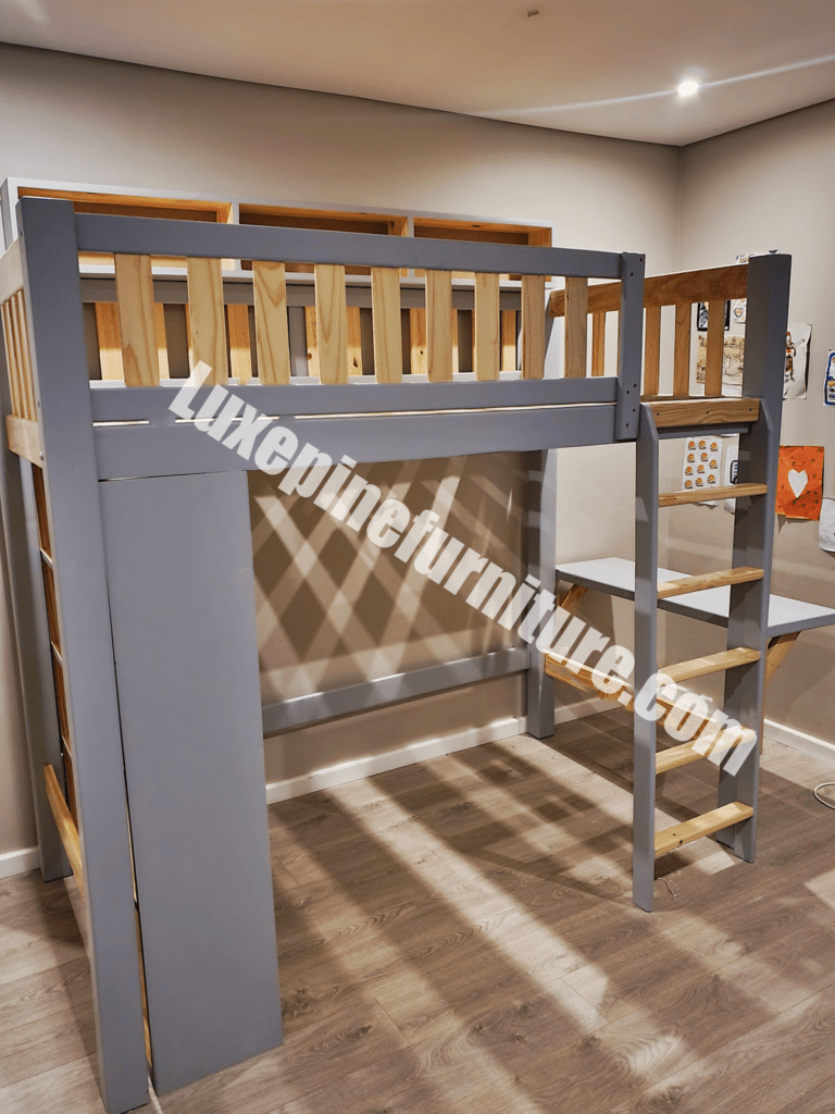 Christine Loft Bed with Shelf and Desk Luxe pine Furniture